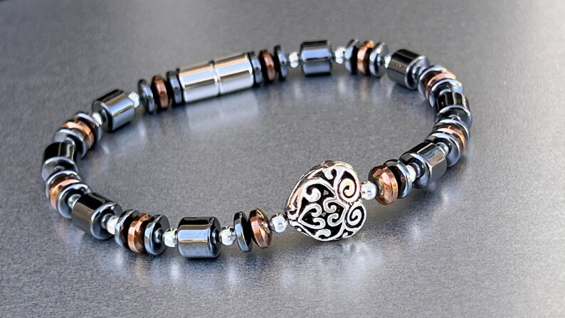 Brighton-stil hjärtformad magnetisk armband med kopparmagneter och extra starkt spänne ~ bild 6
