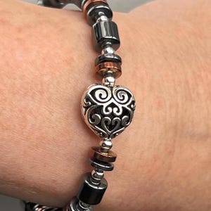 Brighton-stil hjärtformad magnetisk armband med kopparmagneter och extra starkt spänne ~ bild 9