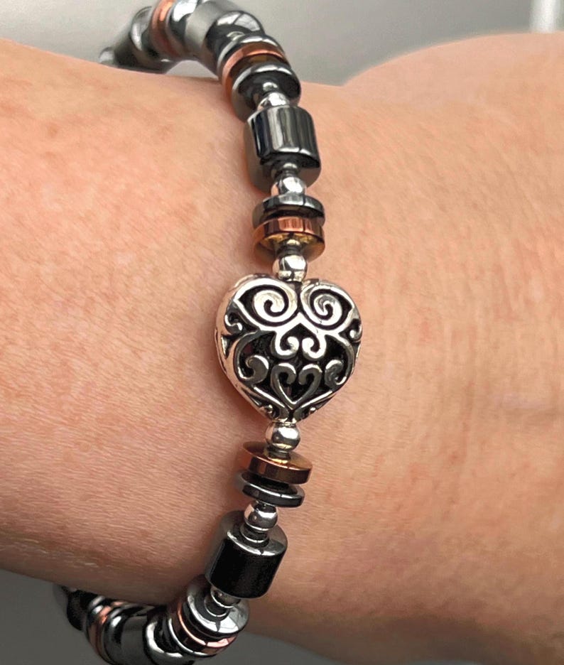 Brighton-stil hjärtformad magnetisk armband med kopparmagneter och extra starkt spänne ~ bild 9