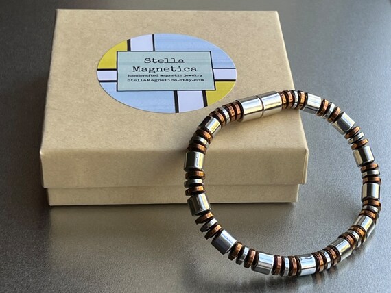 Magnetic Bracelet Anklet or Necklace W Metallic Finish Silver copper 6mm Drum rondelle Magnetic Beads Super Strength 8mm Magnetic Clasp Etsy