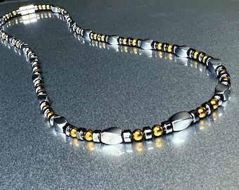 Elegantes Silver Twist, Gold & Black Magnet Armband oder Halskette mit extra starkem Magnetverschluss!