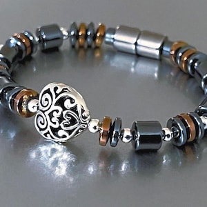 Brighton-stil hjärtformad magnetisk armband med kopparmagneter och extra starkt spänne ~ bild 1