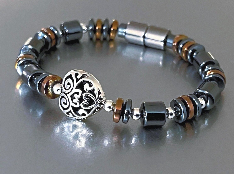 Brighton-stil hjärtformad magnetisk armband med kopparmagneter och extra starkt spänne ~ bild 1