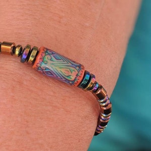 Mood Bead Bracelet with Copper & Rainbow Finish Magnetic Beads image 8