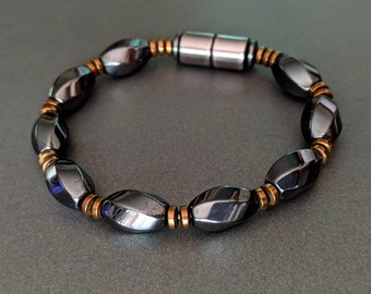 Magnetic Bracelet, Anklet or Necklace featuring 8x12mm Magnetic Twist Beads Copper Finish Magnetic Discs w Super Strength 8mm Clasp ~