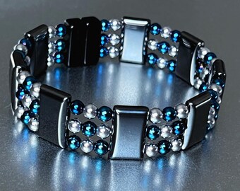 Blau & Silber Hämatit Magnetarmband