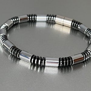 Magnetic Silver and Black Tube Style Bracelet, Anklet or Necklace! ~ Extra Strength Magnetic Clasp!