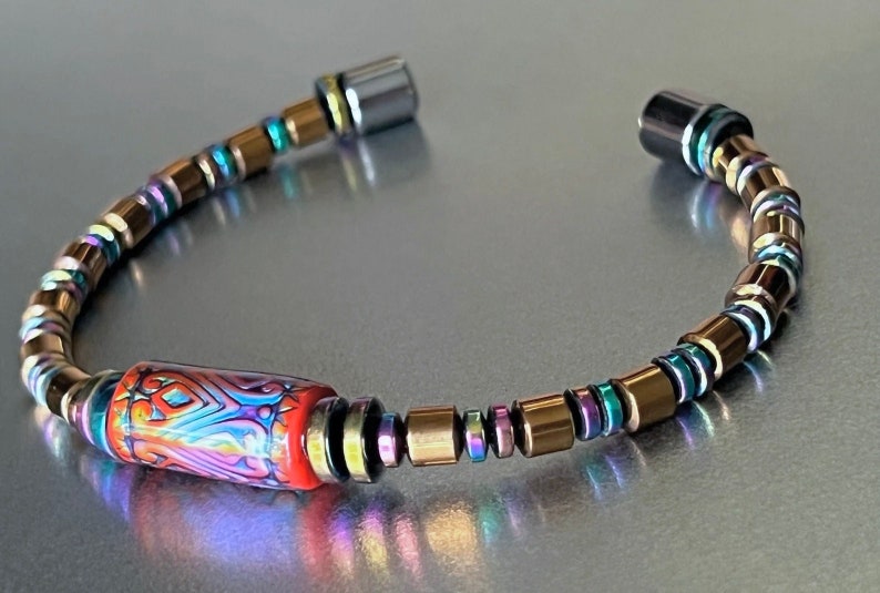 Mood Bead Bracelet with Copper & Rainbow Finish Magnetic Beads image 3