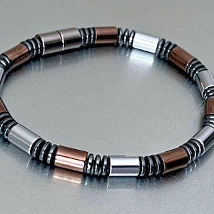 TRICOLOR MAGNETIC BRACELET! ~ Bronze, Silver and Black Tube Style Magnetic Bracelet, Anklet or Necklace! ~ Extra Strength Clasp!