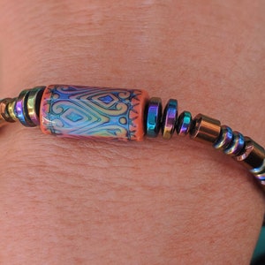 Mood Bead Bracelet with Copper & Rainbow Finish Magnetic Beads image 4