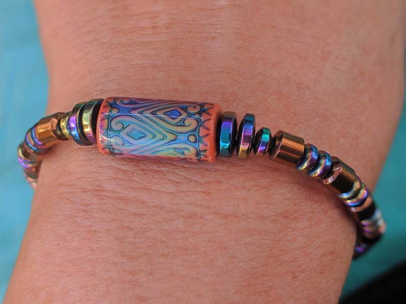 Mood Bead Bracelet with Copper & Rainbow Finish Magnetic Beads image 4
