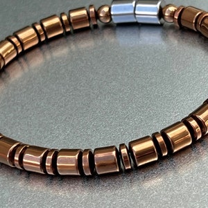 Bestseller Since 2012! ~ Solid Magnetic Copper~Finish NECKLACE or BRACELET ~ 6mm Discs and Drums + X strength Magnetic Clasp!