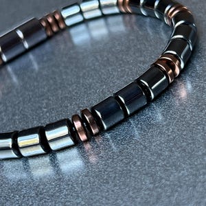 Magnetisches 6-mm-Trommelarmband, Fußkettchen oder Halskette mit kupferfarbenen Magnetscheiben auf 8-mm-Superstärke-Magnetverschluss ~