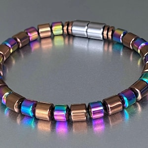 Magnetic Copper Finish and Colorful 6mm Drum Beads Bracelet  or Necklace! ~