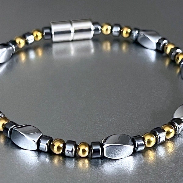 Elegantes Silver Twist, Gold & Black Magnet Armband oder Halskette mit extra starkem Magnetverschluss!