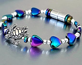 Färgglatt och sött magnetiskt hjärtanarmband, fotlänk eller halsband! ~