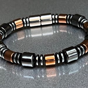 Men&#39;s or Women&#39;s Extra-strength Magnetic Bracelet ~ 6mm Copper-Finish 8mm Magnetic Drums + Super Strength 8mm Magnetic Clasp ~