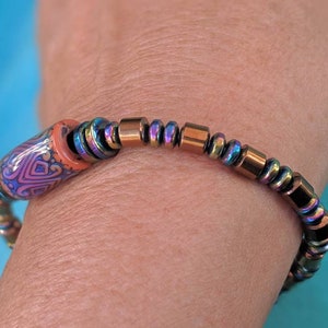 Mood Bead Bracelet with Copper & Rainbow Finish Magnetic Beads image 9