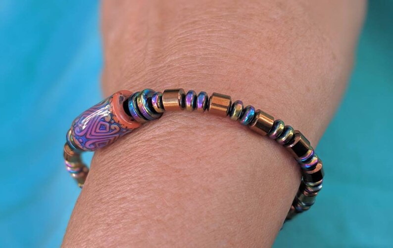 Mood Bead Bracelet with Copper & Rainbow Finish Magnetic Beads image 9