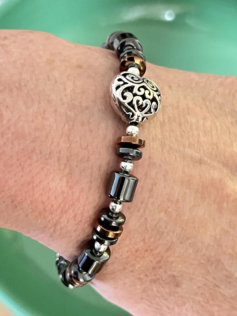 Brighton-stil hjärtformad magnetisk armband med kopparmagneter och extra starkt spänne ~ bild 5