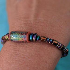 Mood Bead Bracelet with Copper & Rainbow Finish Magnetic Beads image 7