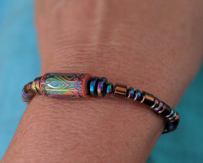 Mood Bead Bracelet with Copper & Rainbow Finish Magnetic Beads image 7