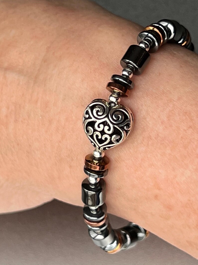 Brighton-stil hjärtformad magnetisk armband med kopparmagneter och extra starkt spänne ~ bild 7