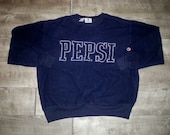 Vintage Pepsi Sweatshirt Blue Men 39 s Pullover Fleece Sweater Spell Out Size Small