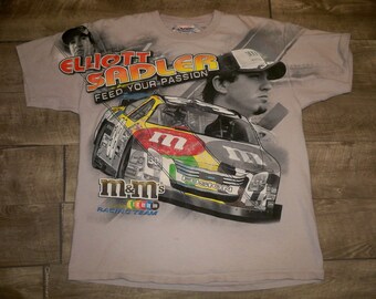 Vintage ELLIOTT SADLER #38 M&M's Racing Nascar Chase Authentics All Over Print Tshirt Tee Size XLarge XL
