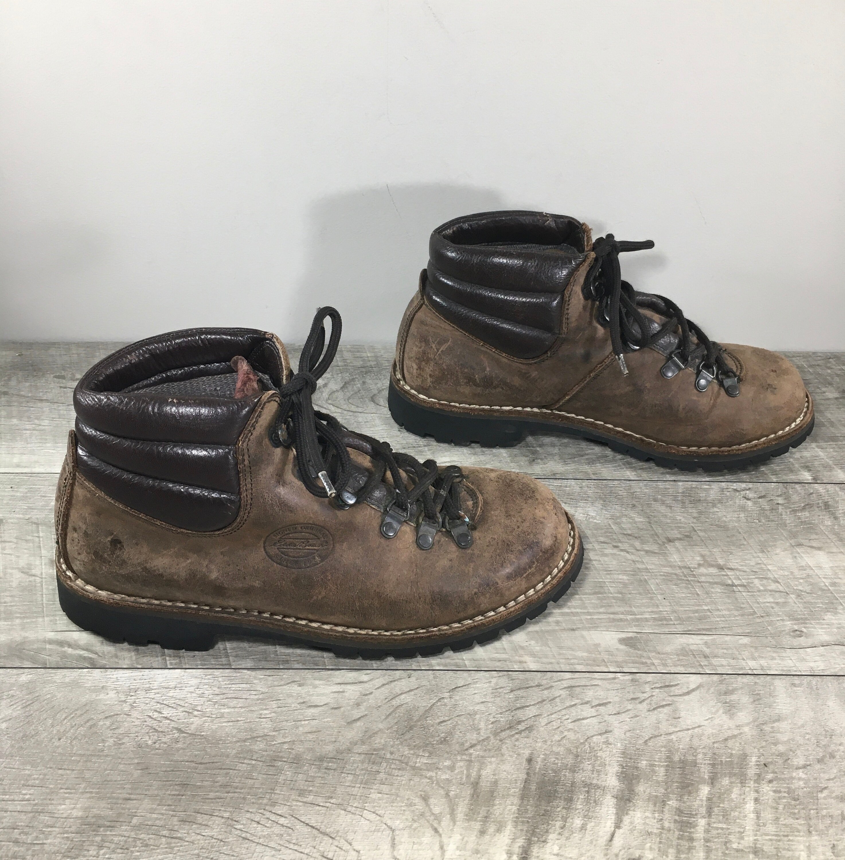 Vintage Eddie Bauer Hiking Brown Leather Hiker Stomper Womens