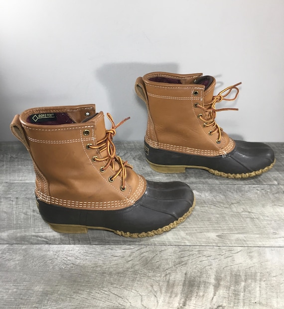 Vintage Bean Womens Brown Leather Gore-tex Rain Duck Rubber