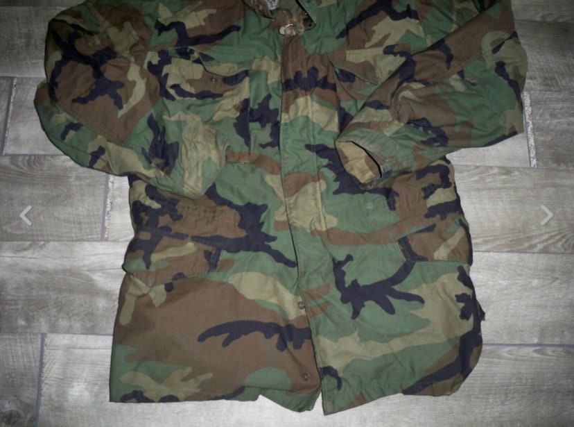 1980's Vintage US Army Camo Parka Cold Weather Jacket Military Clothes ...