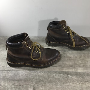 Vintage Dr. Martens 939 Ben Crazy Horse Brown Leather Combat Womens Soft Toe Boots Size UK 6 US 8 Made in England Grunge Punk Goth