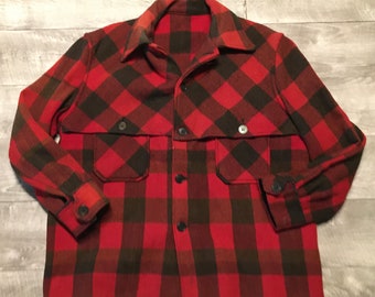 X-large / 1950s/60s Bemidji Woolen Mills Red Mackinaw Wool Blend