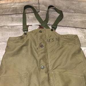 Pantaloni da carro armato vintage della Marina degli Stati Uniti, anni '40, colore verde oliva, taglia M, realizzati negli Stati Uniti.