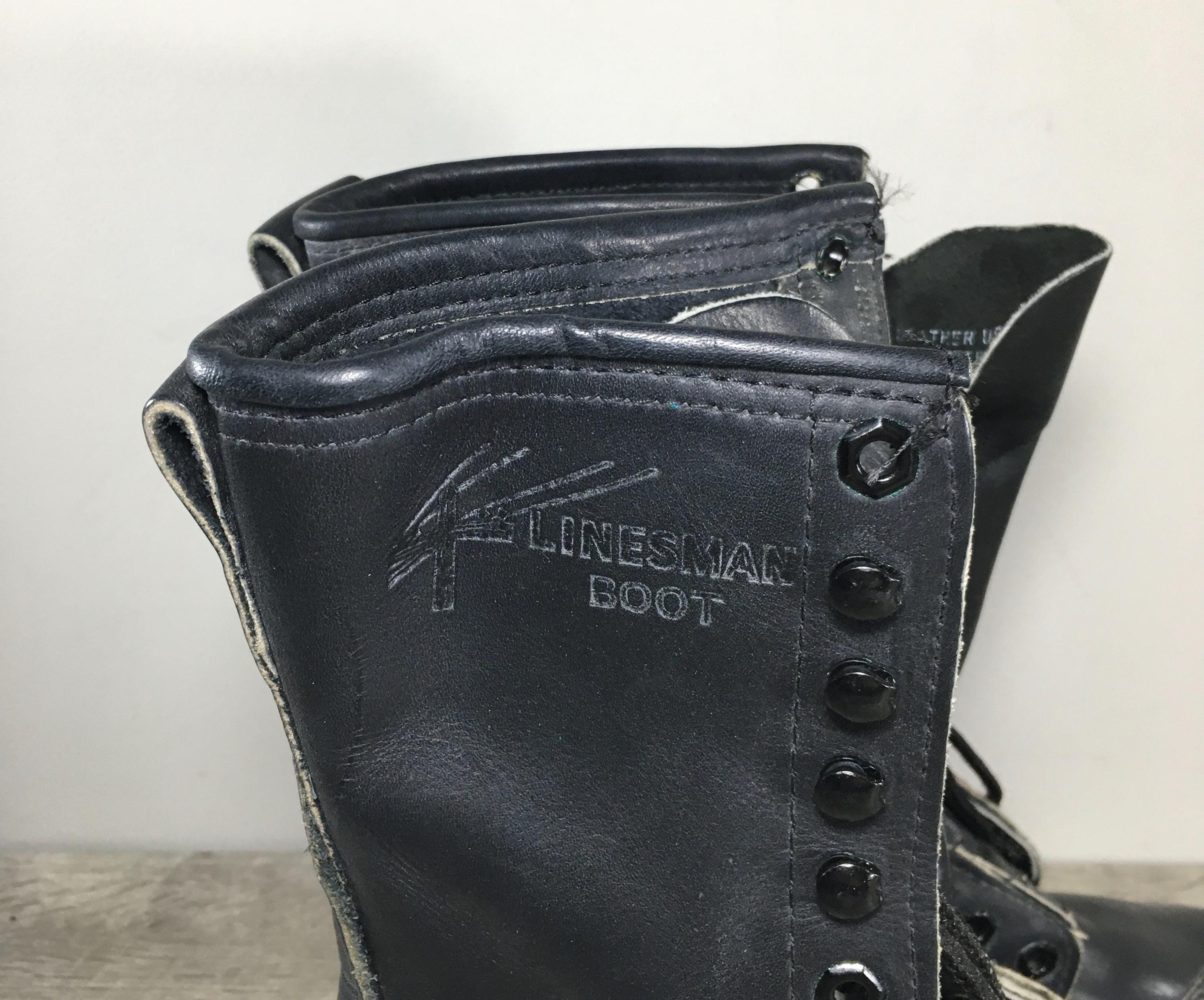 Vintage Linesman Boot Steel Toe Climber Combat Work Black 