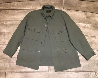 1950er Jahre USAF Typ A-1B Wolle Sage Grün Schweres Fliegerhemd Militär Vintage Größe Medium Made in USA
