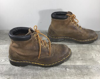 Vintage Dr. Docs Martens Doc 1460 Lace Up Soft Toe Mens Brown Leather Combat Boots Size UK 8 US 9 Made in England