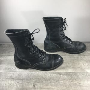 Vintage 90s Combat Leather Boots - Etsy