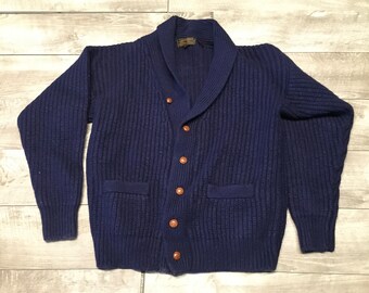 Small Vintage 30s Wool Varsity Cardigan Thick Sweater by Small Vintage 30s Wool Varsity Cardigan Thick Sweater by