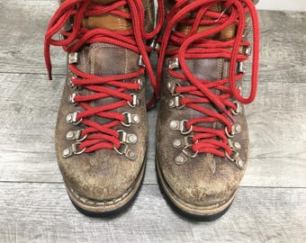 Asolo Vintage Brown Suede Hiking Boots Vibram Sole Mid Top Mens 7 Womens 8.5 ASOLO Classic Vibram Hiking Boots Brown Suede Leather  main image 4
