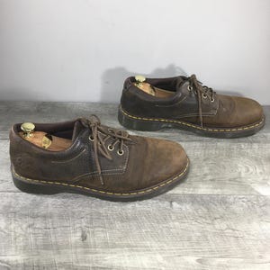 Dr. Martens Boston Docs Men’s Chunky Derby Brown Distressed Leather Soft Toe Shoes Size UK 13 US 14 DMs