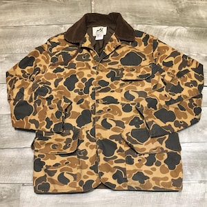 Vintage American Field Jacket Coat Hunting Cotton Mens Shooting Brown Size Large Made in USA Camo Camouflage