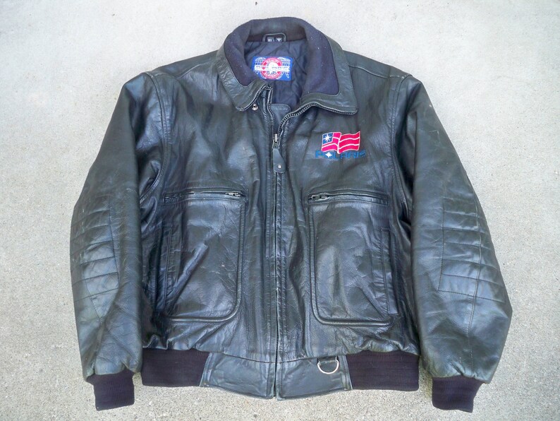 Vintage Polaris Snowmobile Sled Insulated Black Leather Racing Men S Jacket Coat Size Xl Xlarge