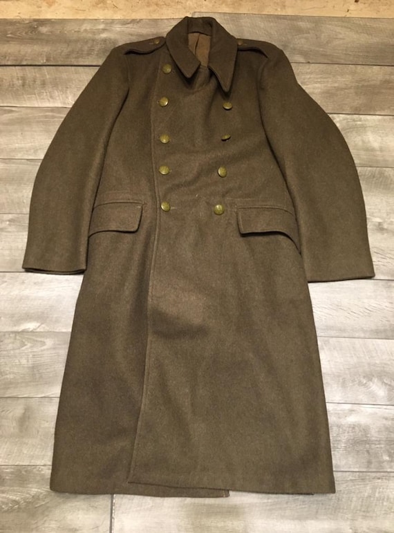 ジャケット・アウター 50s British Military Greatcoat VTG Rare Vintage 1950's Greatcoat Dismounted Military Green Wool Mens
