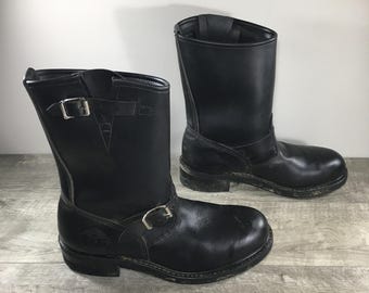 Vintage Mens 1960s Black Leather Harness Engineer MOTORCYCLE