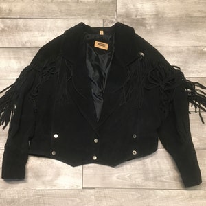 Vintage G4000 Leather Women Motorcycle Biker Riding Fringe Concho Jacket Coat Size Medium