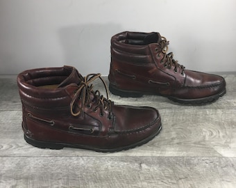 Timberland Chukka Gore-Tex Brown Leather Men’s Moc Toe Rugged Boots Size 11.5 Made in USA