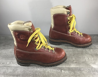 Vintage Chippewa Arctic 50 Mountain Climbing Hiking Sherpa Leather Men's Boots Size 6 Medium Made in USA