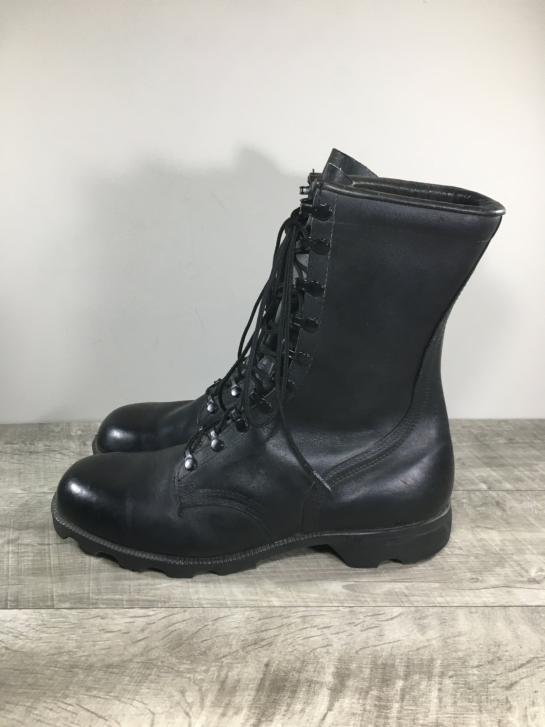 Vintage 80s Combat Mens Work Soft Toe Punk Grunge Leather